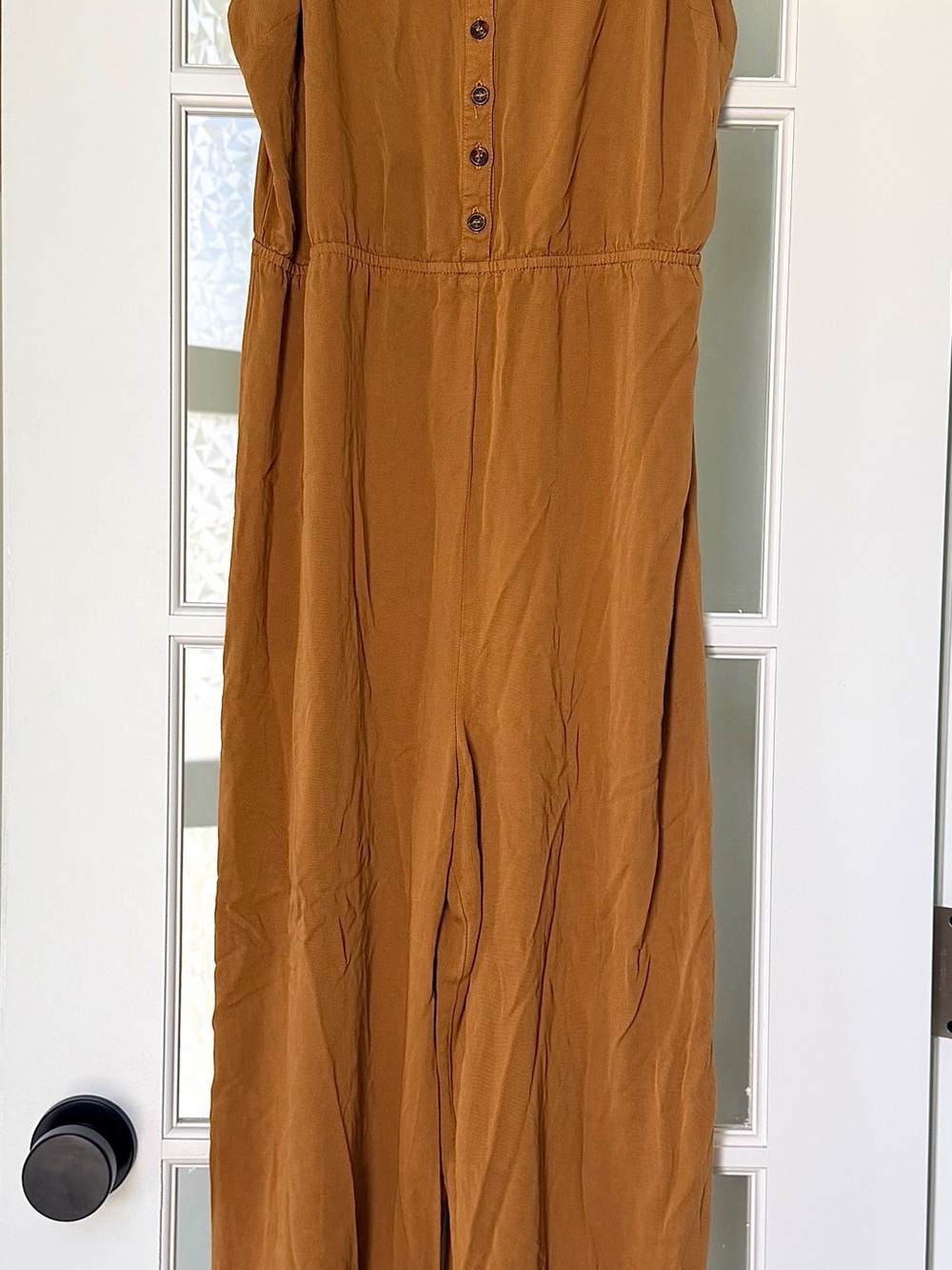 Forever 21 Button-Front Wide-Leg Jumpsuit in Rust Brown